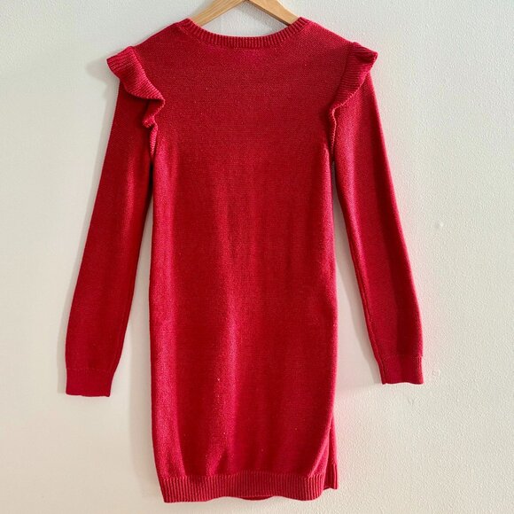 The Children’s Place Girls Cable Knit Ruffle Sweater Dress, Classic Red, XXL(16) - Picture 2 of 8